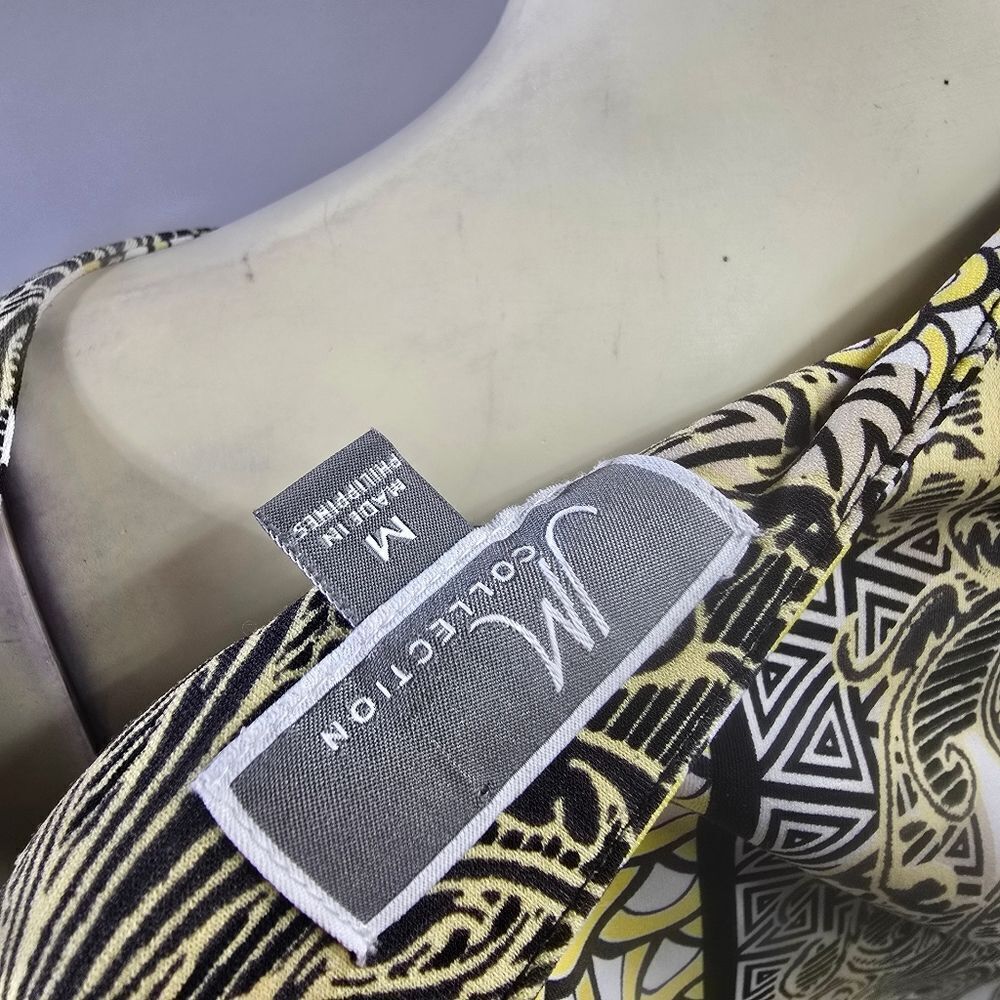 JM Collection Gold and Black Patterned Blouse R5 - Picture 4 of 4